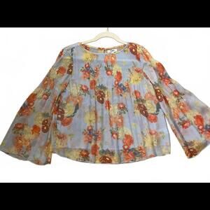 Kensie Shear  Floral Bell Sleeve Blouse